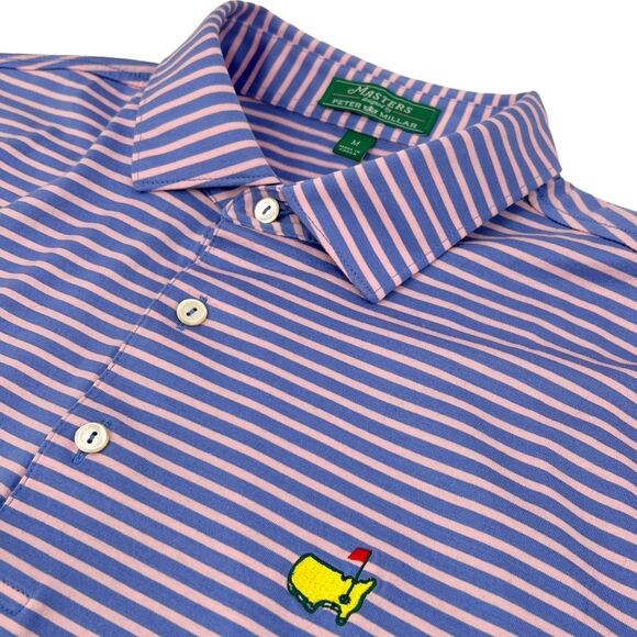 Peter Millar Other - Peter Millar x Masters Men's Short Sleeve Striped Polo Shirt Blue/Pink Medium